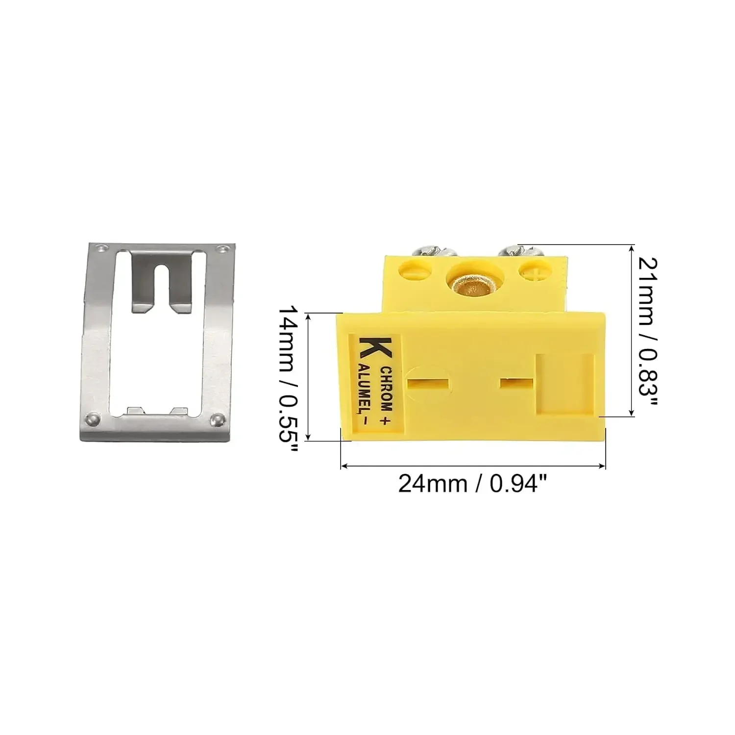 Mini K Type Panel Mount Thermocouple Female Mini Socket 220°C(428°F) smpw for Thermocouple Wire Connectors Yellow