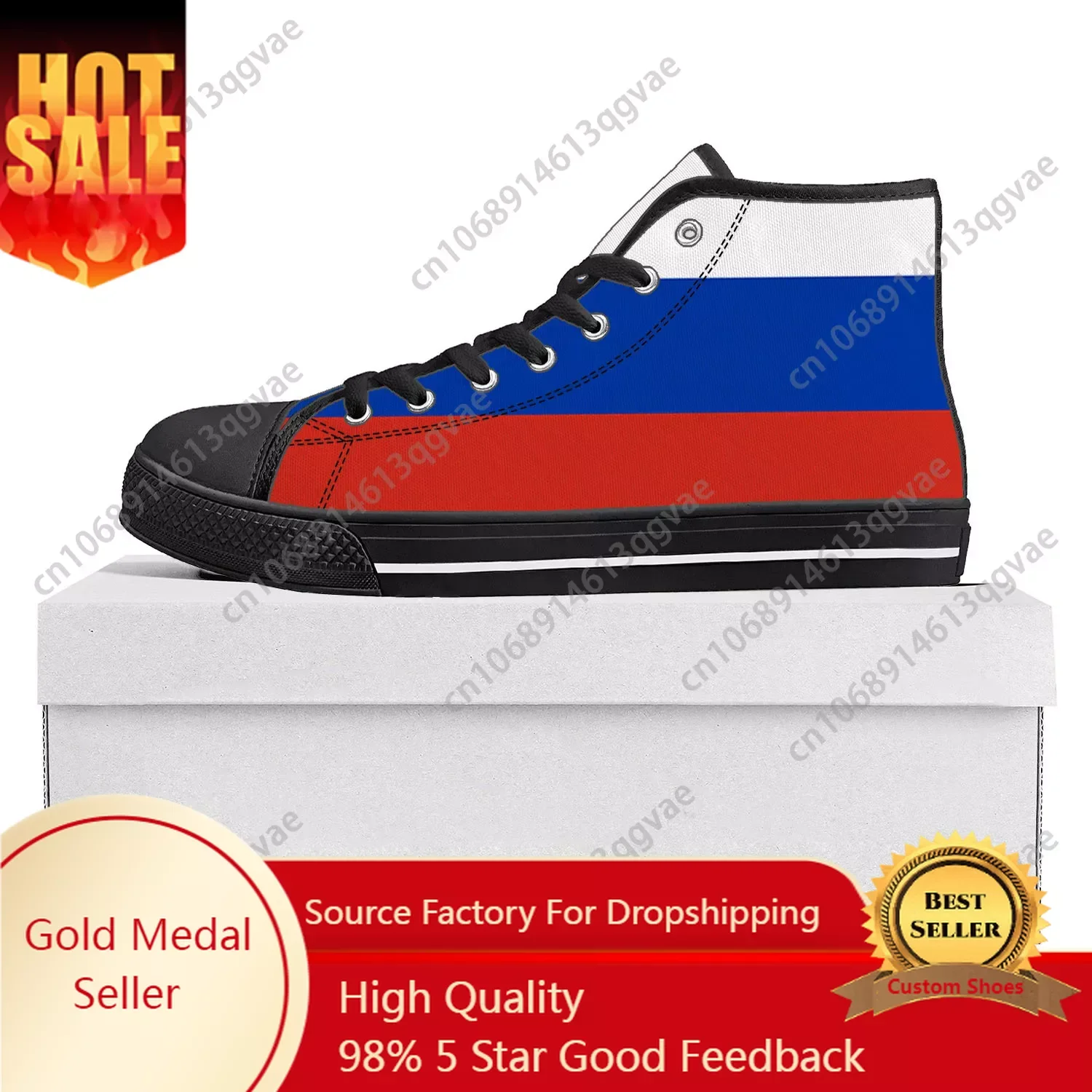 Bandeira russa Sneakers para homens e mulheres, sapatilha de lona casual, sapatos personalizados para adolescentes casais, alta qualidade, qualidade superior