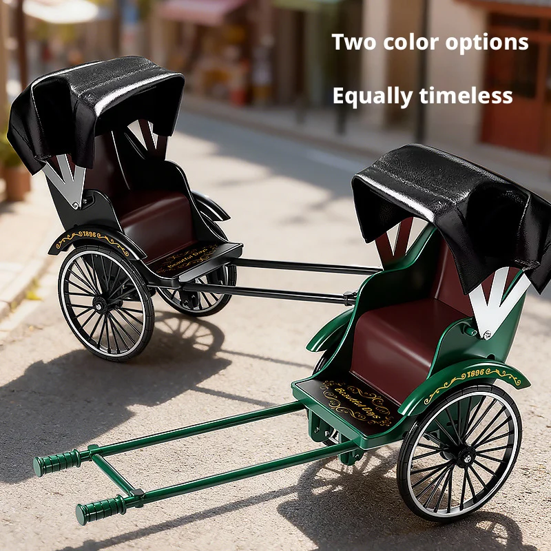 1:10 Scale 80PCS Human-Powered Rickshaw Alloy Miniature Model Kit Tabletop Decoration Desk Gift Assembly Collectible Adult Toy
