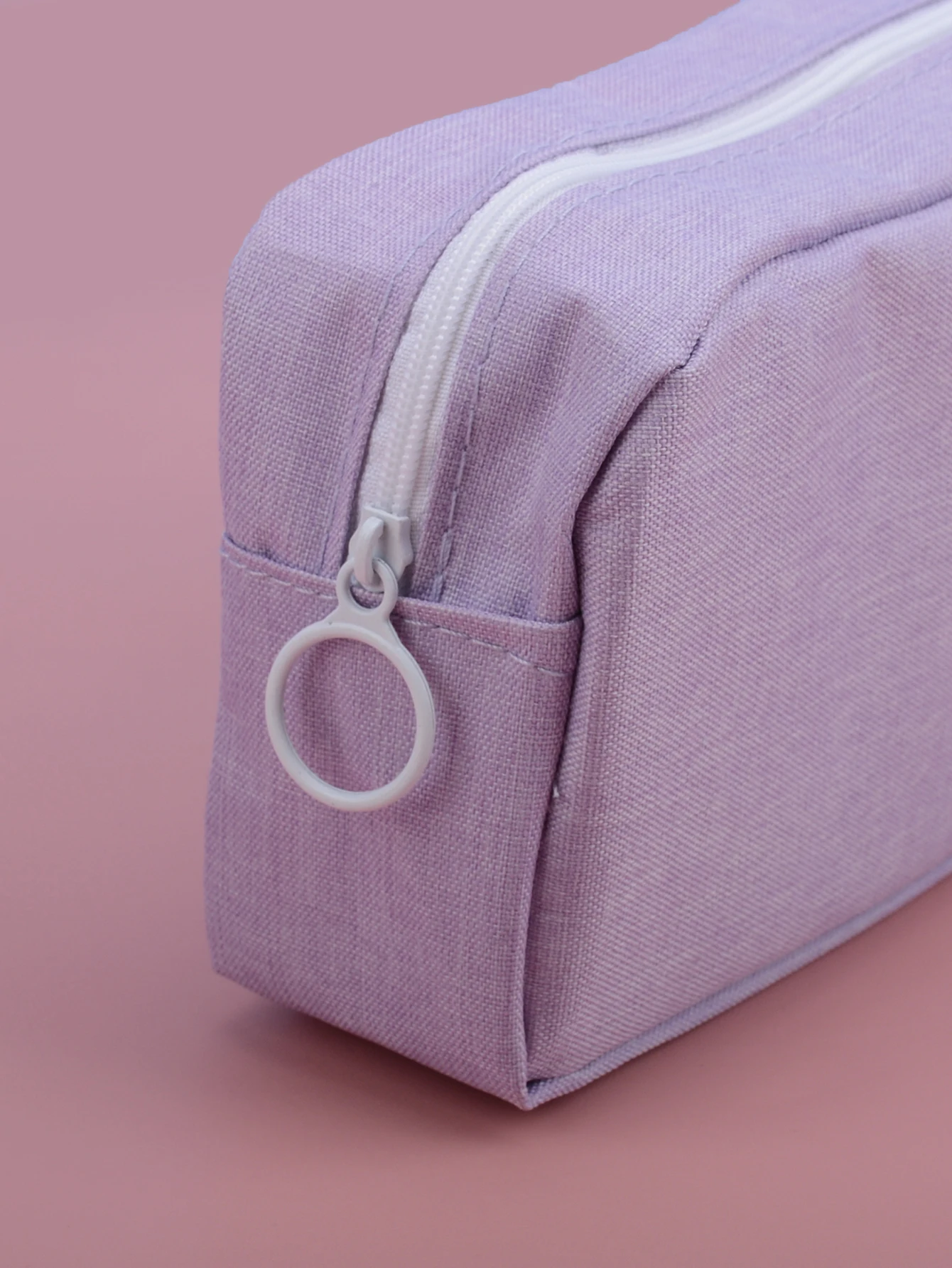 Purple Solid Color Pencil Case Multi-Layered High-Capacity Pencil Pouch Stationery Storage Bag Back-To-School Zipper Pencil Case