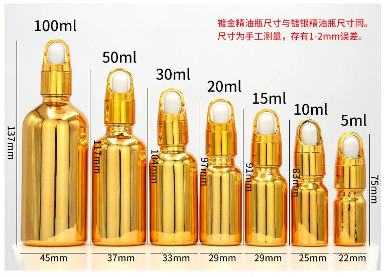 Dropper Flessen 5Ml-100Ml Reagens Eye Drop Gold Plating Glas Super Aromatherapie Vloeibare Pipet Fles Hervulbare Flessen reizen