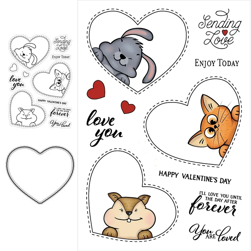 Romantic Expression of Love Metal Cutting Dies And Clear Stamp For DIY Embossed Paper Cards Decorated Handbook Album Craft Stamp