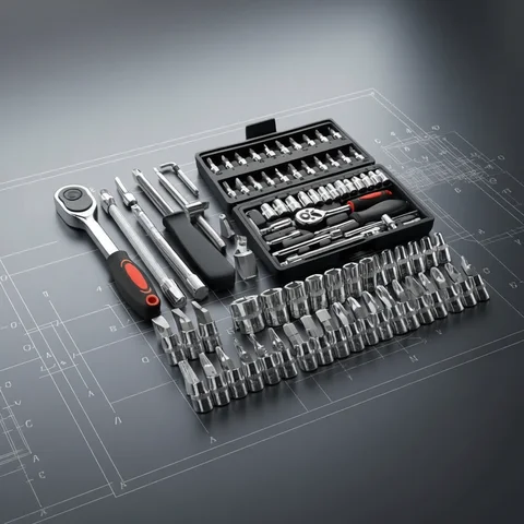 46-piece set 1/4 ratchet wrench with hexagonal sleeve wrench set Automobile repair tool complete set Quick tool Quick repair