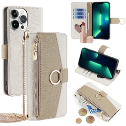 PU Leather Wallet Soft Case for IPhone 14 13 12 11 XR XS Max X-XS Pro Plus 6-6S 7-8-SE3 With Mirrors Chain Card Holder Cover