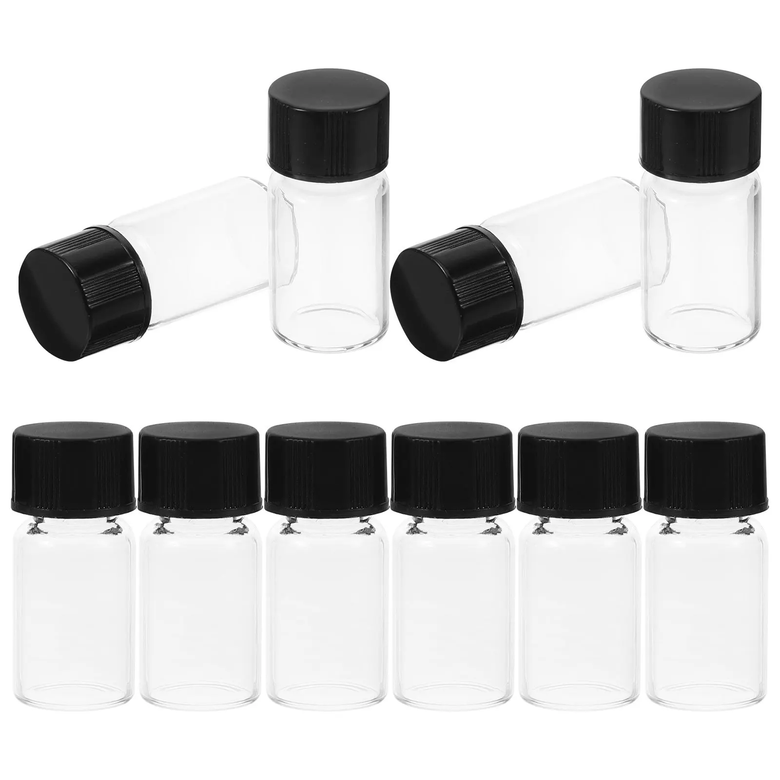 

10Pcs Small Leak Proof Glass Vials Clear Liquid Sample Bottles Screw Caps Travel Storage Containers Small Vials