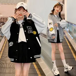 2024 Autumn winter Girls clothes Baseball loose sports Jacket Kids Teens Fashion letters Child Outwear Coats 6 7 8 9 10 11 year