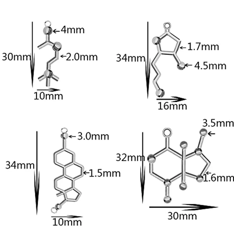 Dopamine/Serotonin/Caffeine/Oxytocin Molecule Necklace  Women Science Chemistry Charms Making For Pendant Jewelry Accessories