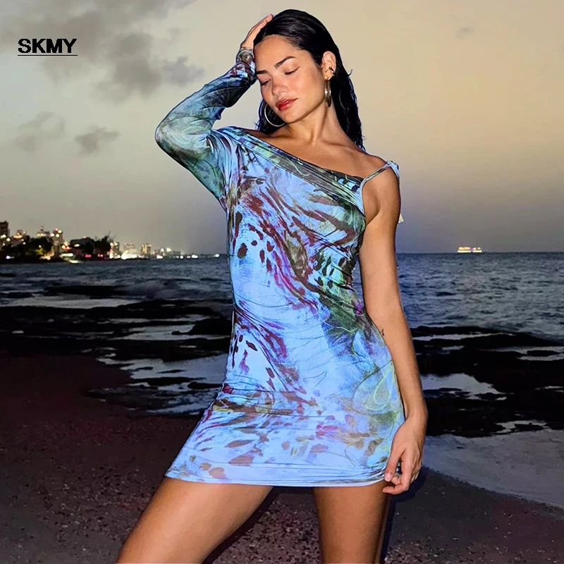 

SKMY party dresses woman long dresses New Sexy Slimming Single Shoulder Strap Bag Hip Dress Elegant Dresses for Women