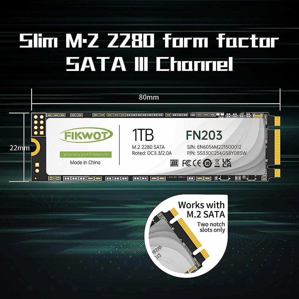 Imagem -05 - Fikwot-unidade Interna de Estado Sólido para Laptop e Desktop Flash Nand Ngff Fn203 Ssd M.2 Sata Iii 6gbps 550 Mbps 256gb 512gb 1tb 3d