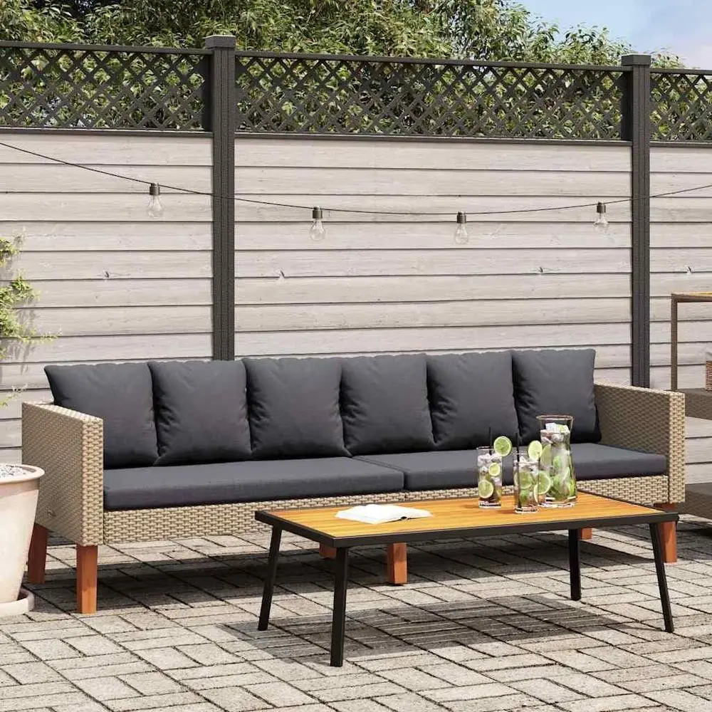 

3 Seater Soa, Outdoor Couch with Cushions, Patio Wicker urniture, Outdoor Soa or Backyard Garden Porch, Rustic, PE Rattan Beige