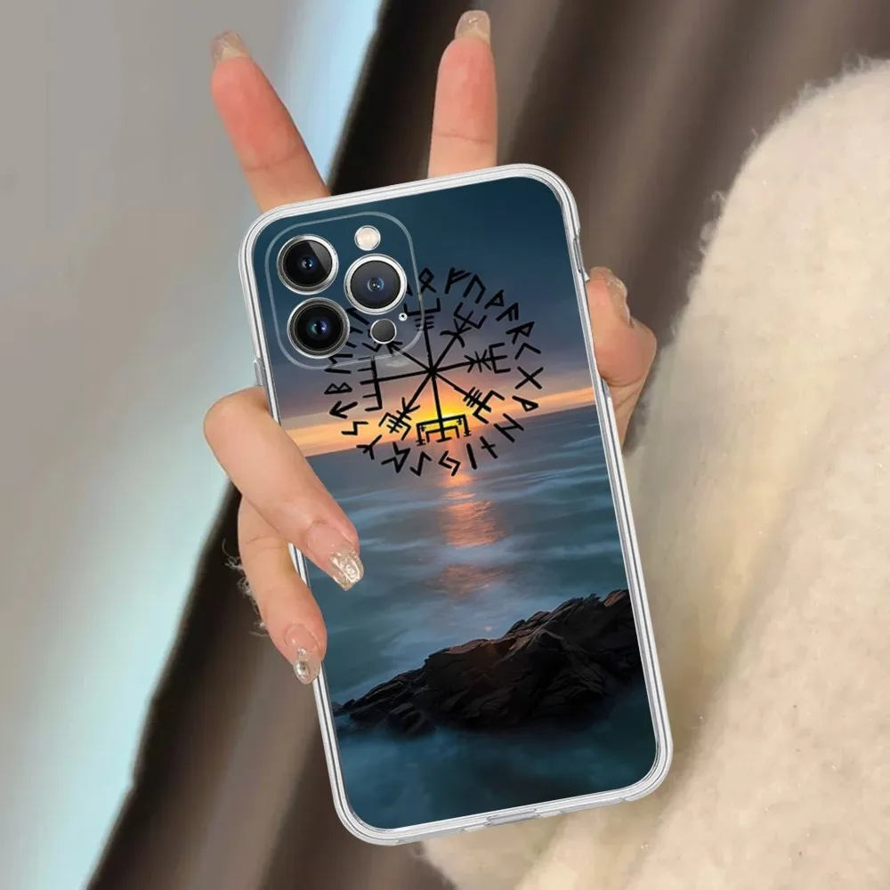 V-Viking Vegvisir Logo Phone Case For iPhone 15 14 13 12 Mini 11 Pro XS Max X XR SE 6 7 8 Plus Soft Silicone Cover