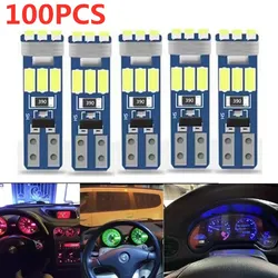 100pcs T5 Led Bulb Warning Light W3W 3014 73 74 Indicator Instrument Dashboard 9SMD Plate Panel Car Signal Lamp 12V 6000K