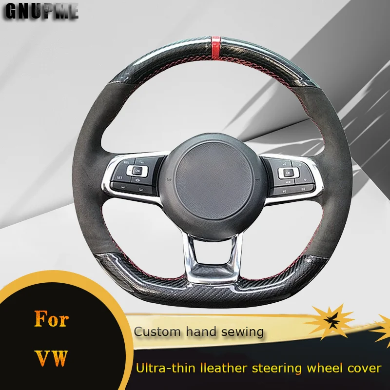 

DIY Car Steering Wheel Cover Carbon Fiber Suede For Volkswagen Golf 7 GTI Golf R MK7 VW Polo GTI Scirocco 2015 2016