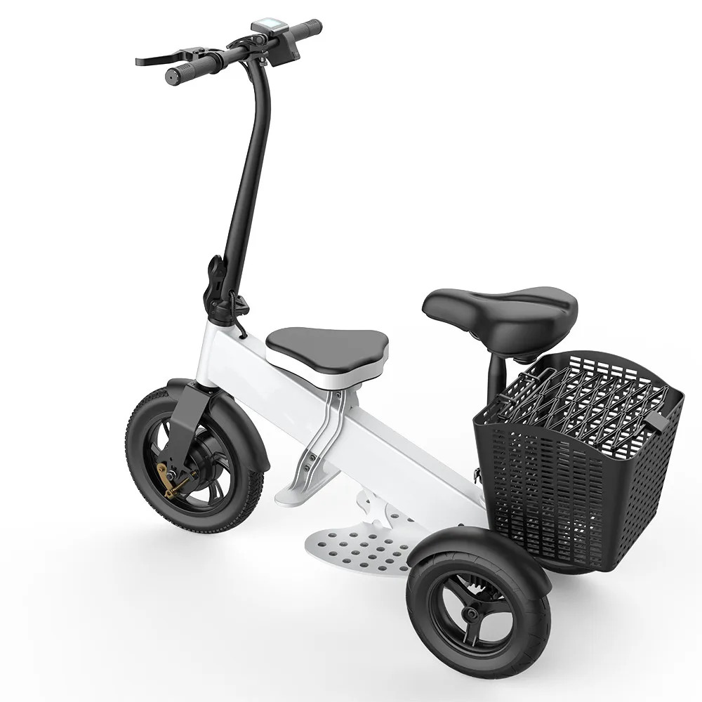 Folding Electric Tricycle Scooter with Seat for Cargo, Parent-Child, Three-Wheel Battery Car, 12 \