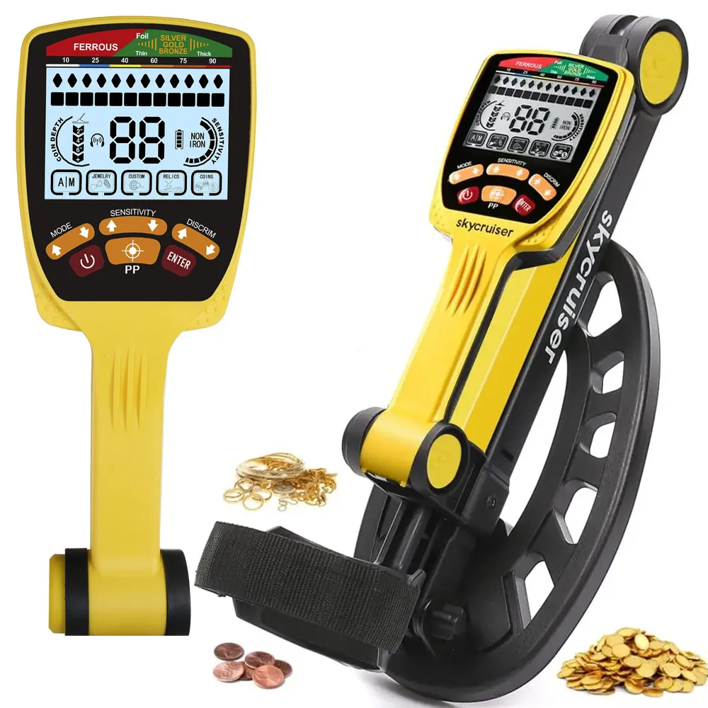 TX-650 Foldable Metal Detector Professional Gold Detector Backlit LCD Display High Accuracy Waterproof Coil Metal Detector