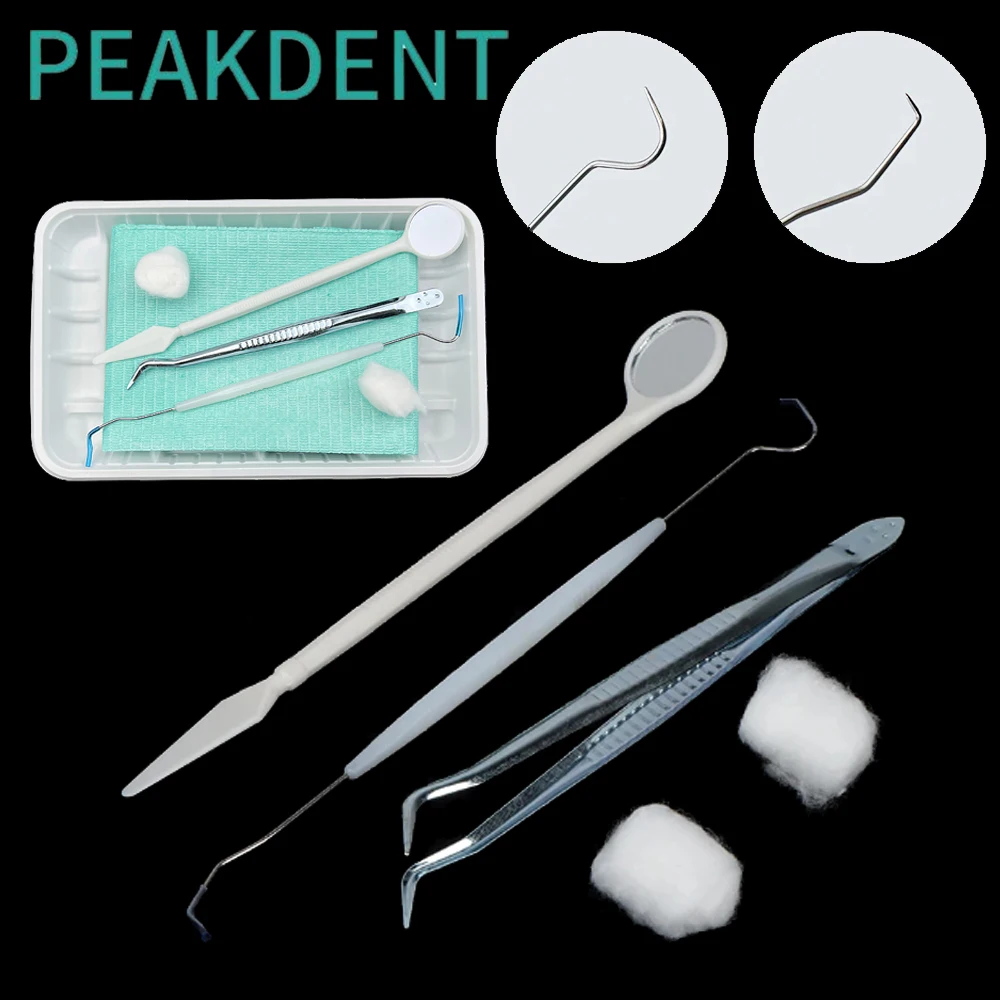 10 Sets Disposable Dental Instruments Examination Kit Multiple-Function Dentistry Medical Tweezers Mouth Mirror Tool Kit