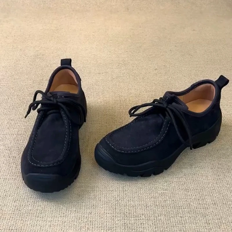 

2026 New Women's Trendy Style Casual Sporty Round-Toe Thick-Heeled Lacing Comfortable Fashion Sneakers