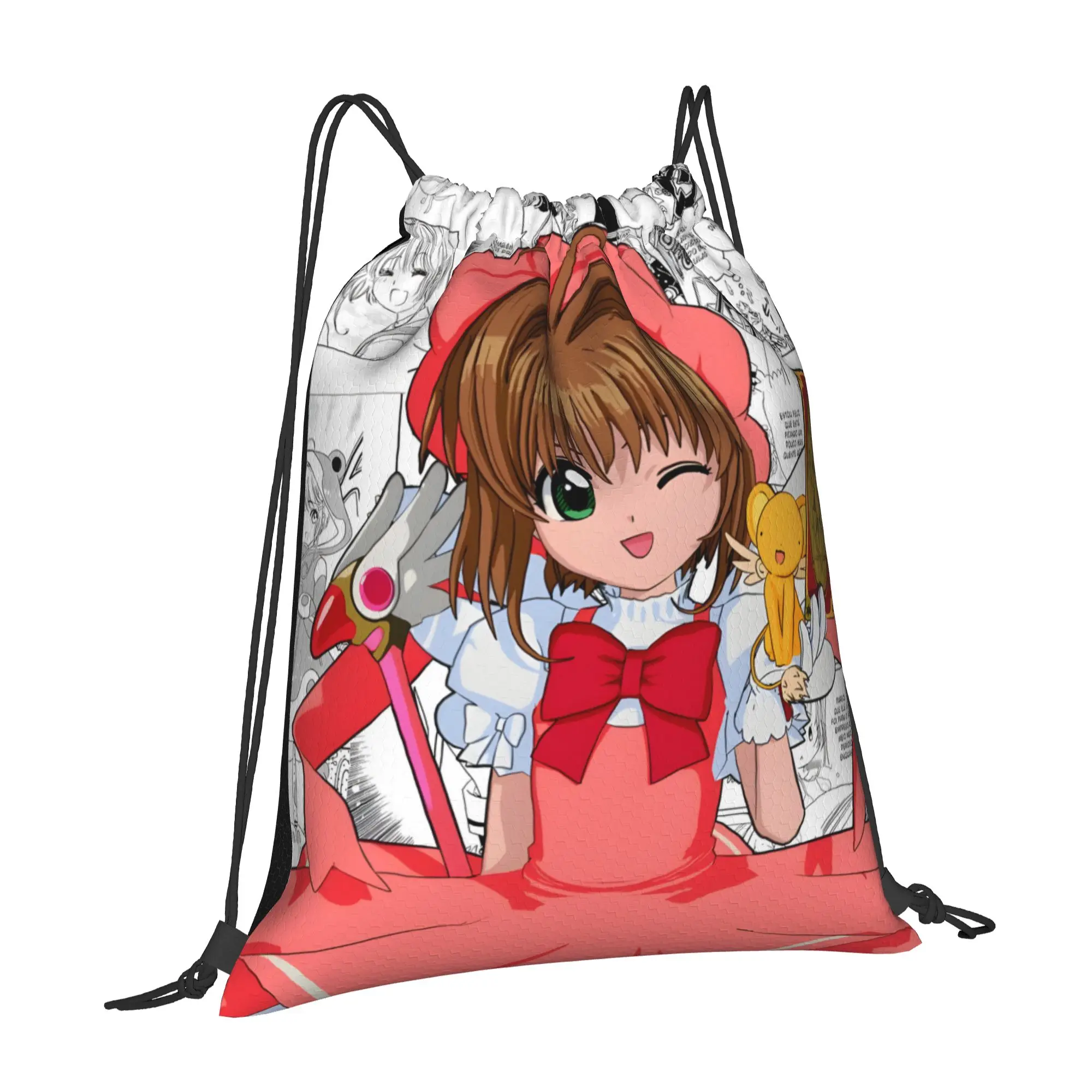 1 pc Sakura & Kero Cardcaptor Sakura Portable Travel Drawstring Bags Storage Backpacks