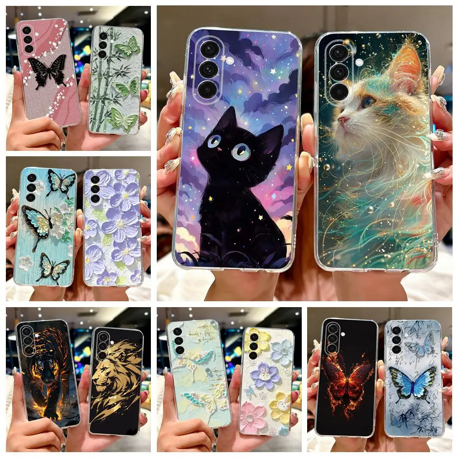 For Samsung Galaxy A36 5G Case A16 A26 A56 Cute Cat Fashion Painted Cover Case For Samsung A36 A 16 26 56 Galaxy A56 Soft Fundas