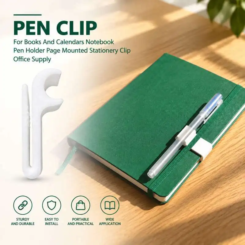 Pen Clip For Books And Calendars Notebook Pen Holder Page Mounted Stationery Clip Office Supply