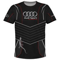 Matching Family Outfits Racing Audi Shirts Men Women Clothes Round Neck Short Sleeved Shirts Quick-drying Soft Lightweight Tops