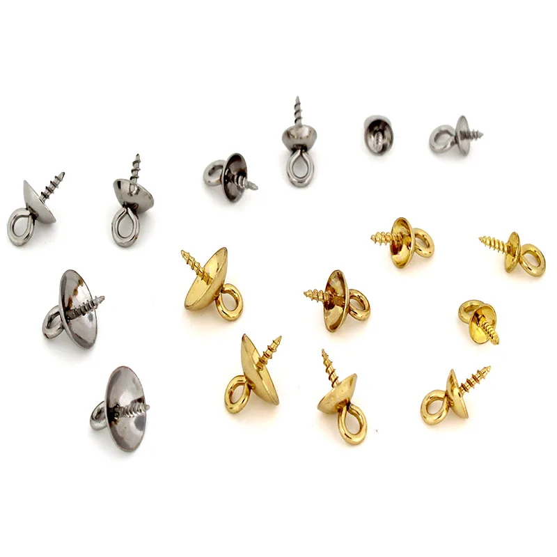 20Pcs Stainless Steel Clasps Hook Screw Eye Pins Bail Pegs Half Drilled Beads Charms Connectors for DIY Necklace Jewelry Making
