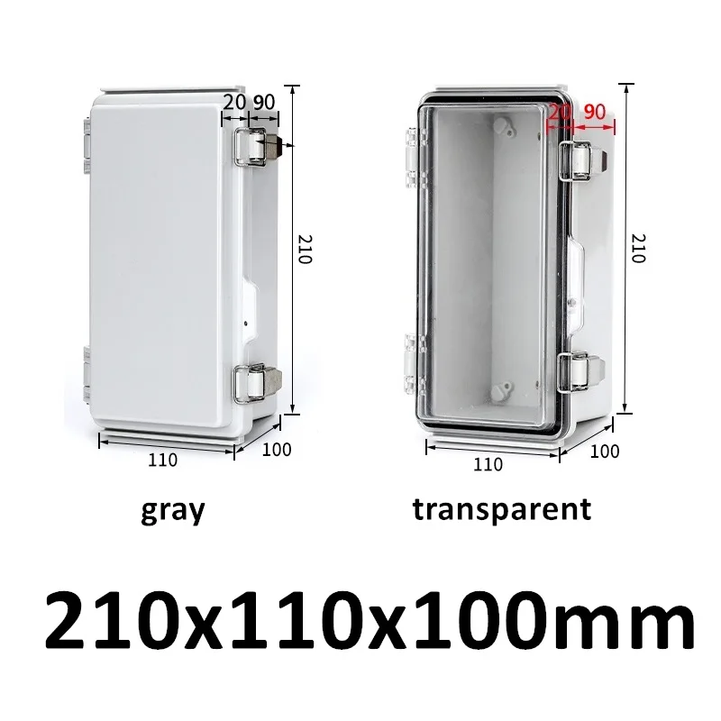 IP67 waterdichte ABS-aansluitdoos grijs transparant deksel buiten elektrische behuizing scharnierende behuizing voor elektronische instrumenten