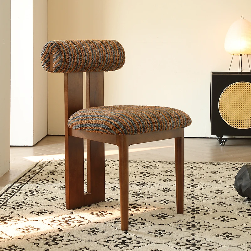

French Style Solid Wood Fabric Stool Dining Chair Dining Room Chairs For Kitchen Home Furniture Living Room Bedroom Home Chair