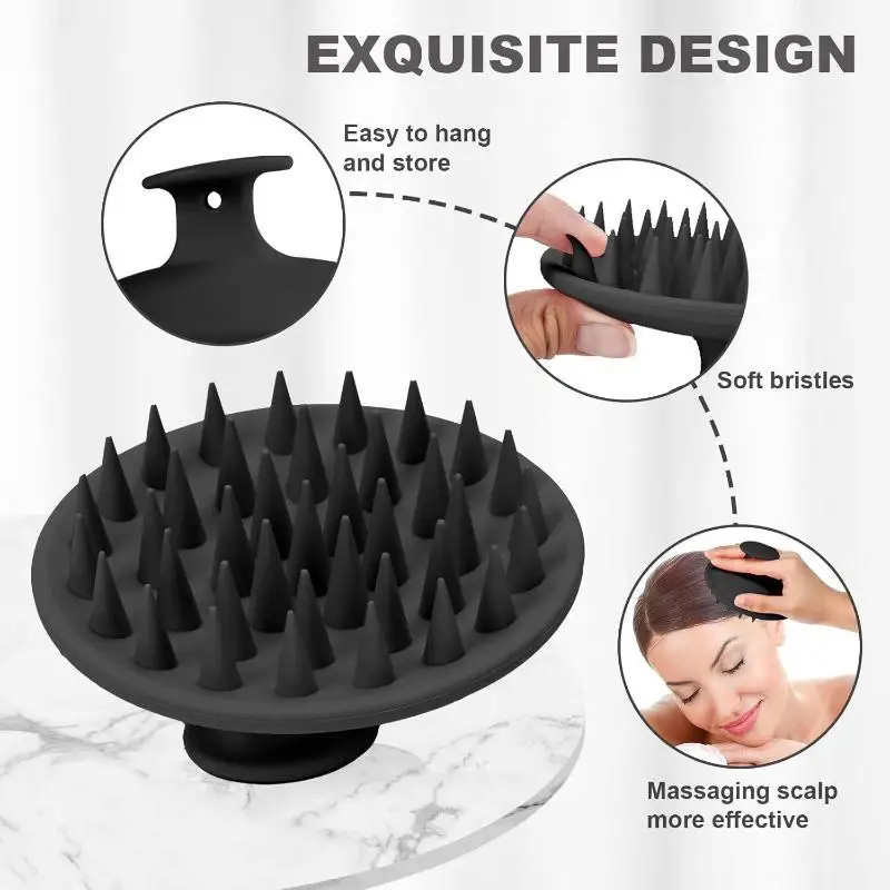 Soft Silicone Scalp Massager With Flexible Bristles For Home Shower Hair Care Massage Cleansing〔HMA58〕
