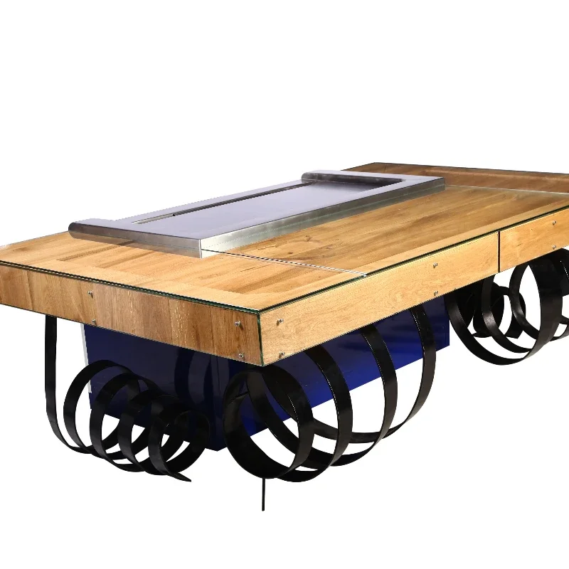 Multifunctional Flat-top Barbecue Table With Built-in Blower Teppanyaki Barbecue Table