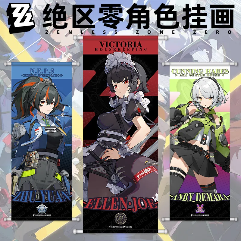 Lienzo de desplazamiento Zero Scroll de Game Zenless Zone, pintura colgante, decoración del hogar, póster de Anime de estilo japonés, decoración de la pared de la habitación