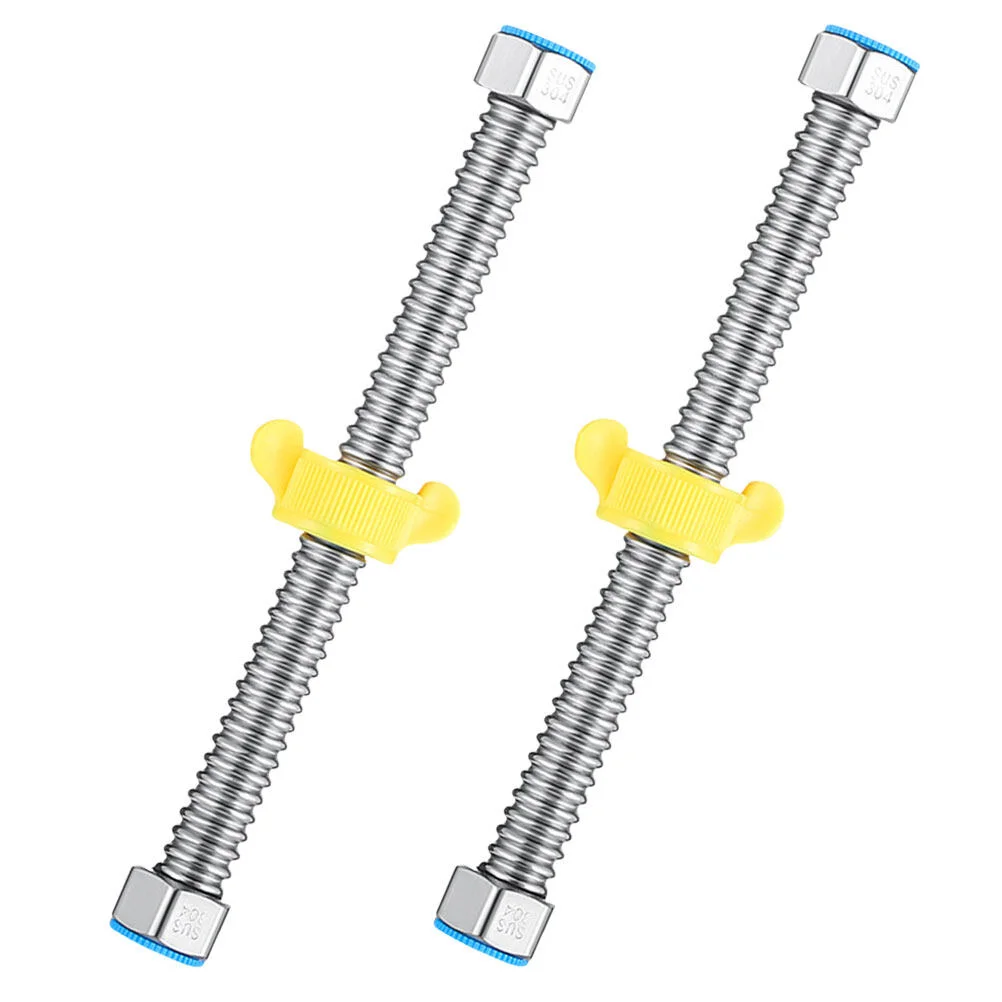 Manguera de fontanería de acero inoxidable 304 para lavabo, calentador de baño, tubería corrugada con llave, 2 piezas, 1/2"