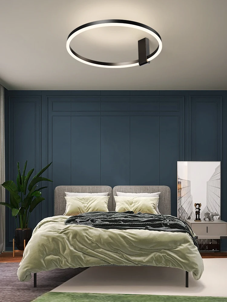 Nordic Designer LED Round Ceiling Lamp White Black Metal Aluminium Sconce Bedroom Living Room Ceiling Lights Study Home Fixtures