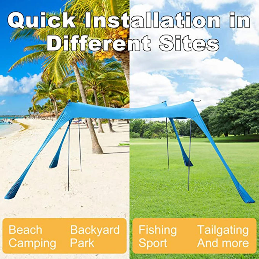 210X170X200cm Summer Beach Tent Anti-UV Shade Cloth Portable Waterproof Umbrella Sunscreen Outdoor Camping Large Family Canopy