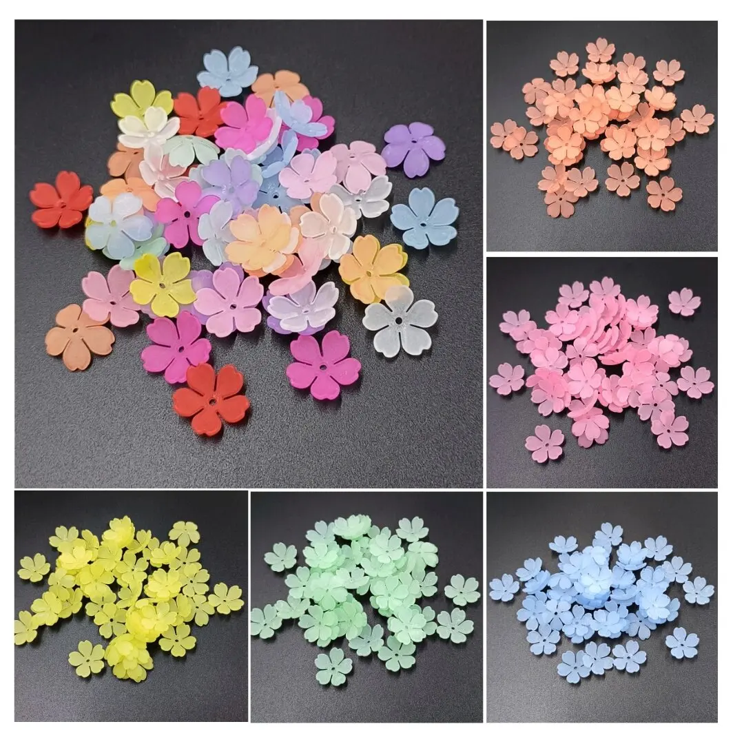 

50pcs Flower Beads Sakura Flower Accessories Crafts DIY Bracelet Earrings Supplies Jewelry Making Spring Floral Spacer Beads