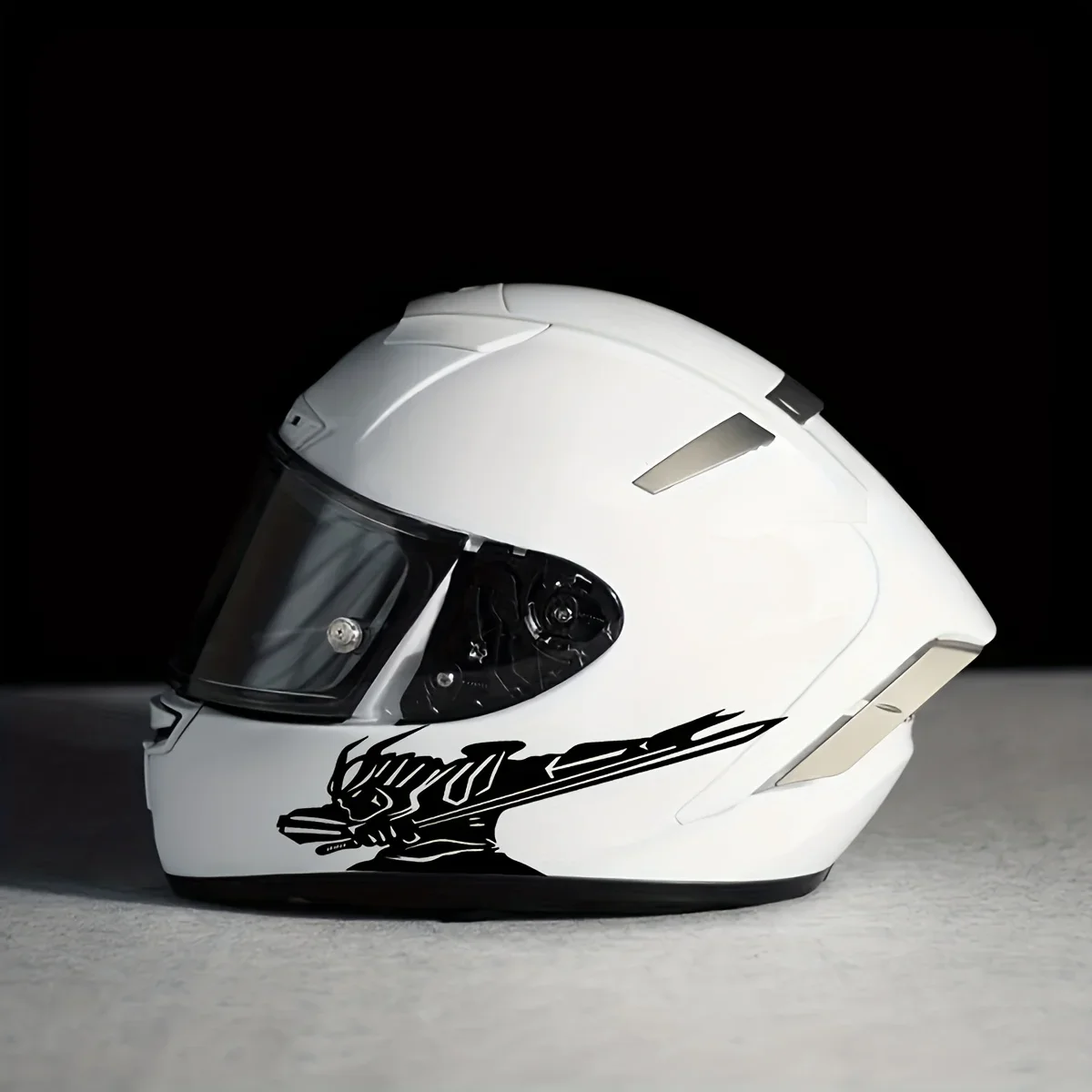 สติ๊กเกอร์ลายซามูไรดำพร้อมดาบ 1 ชุด - ของตกแต่งหมวกกันน็อครถจักรยานยนต์และรถยนต์แบบเฉพาะตัว