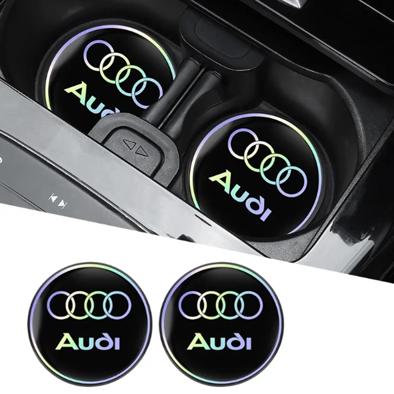 2PCS Car Water Coaster Pad Laser Water Coaster Accessories For Audi A1 A3 A4 A5 A6 A7 A8 Q2 Q3 Q5 Q7 TT S line S3 S4 S5 S6 R8 RS