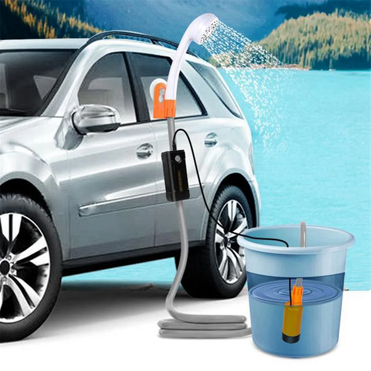 A62X Portable Outdoor Shower Bathing Pump Rechargeable Handheld Electric Shower Camp Shower for Car Hiking Swimming