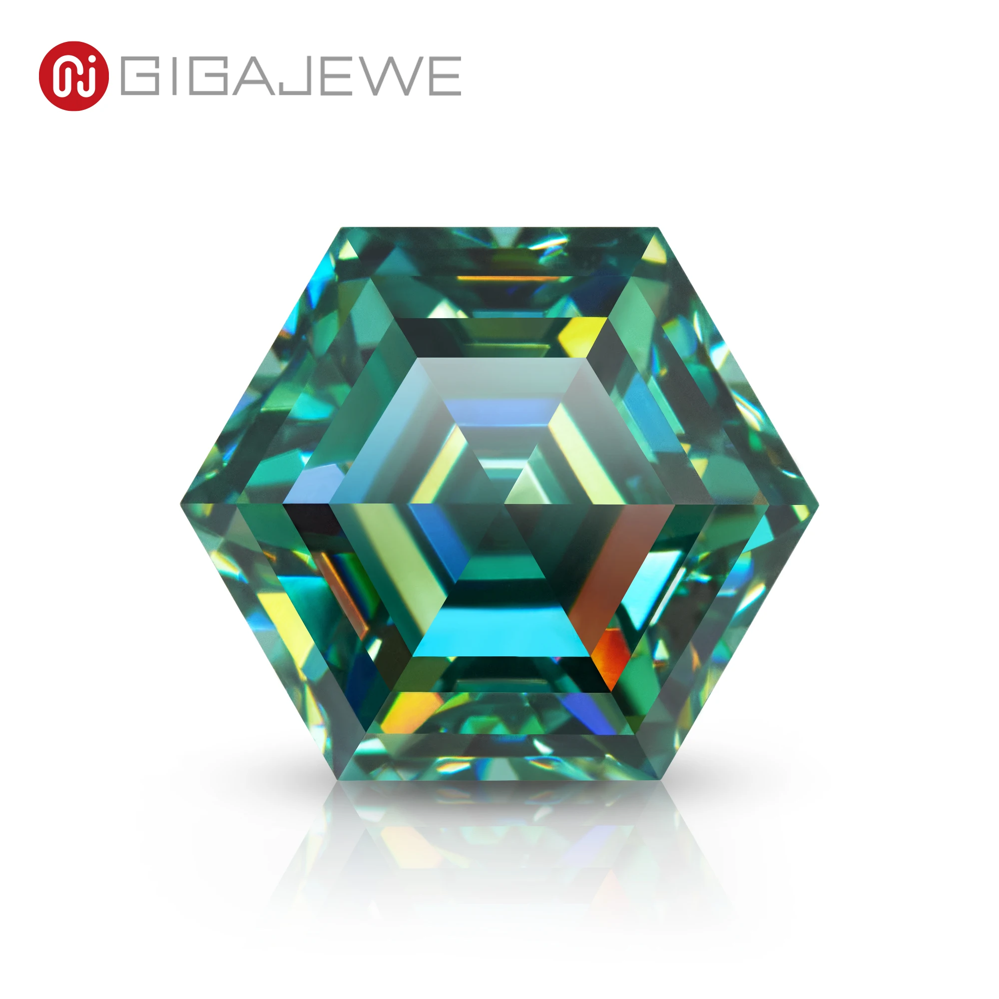 GIGAJEWE Moissanite Hand-Schneiden Hexagon Cut Grün Farbe VVS1 Premium Edelsteine Lose Diamant Test Bestanden Edelstein Für Schmuck Machen