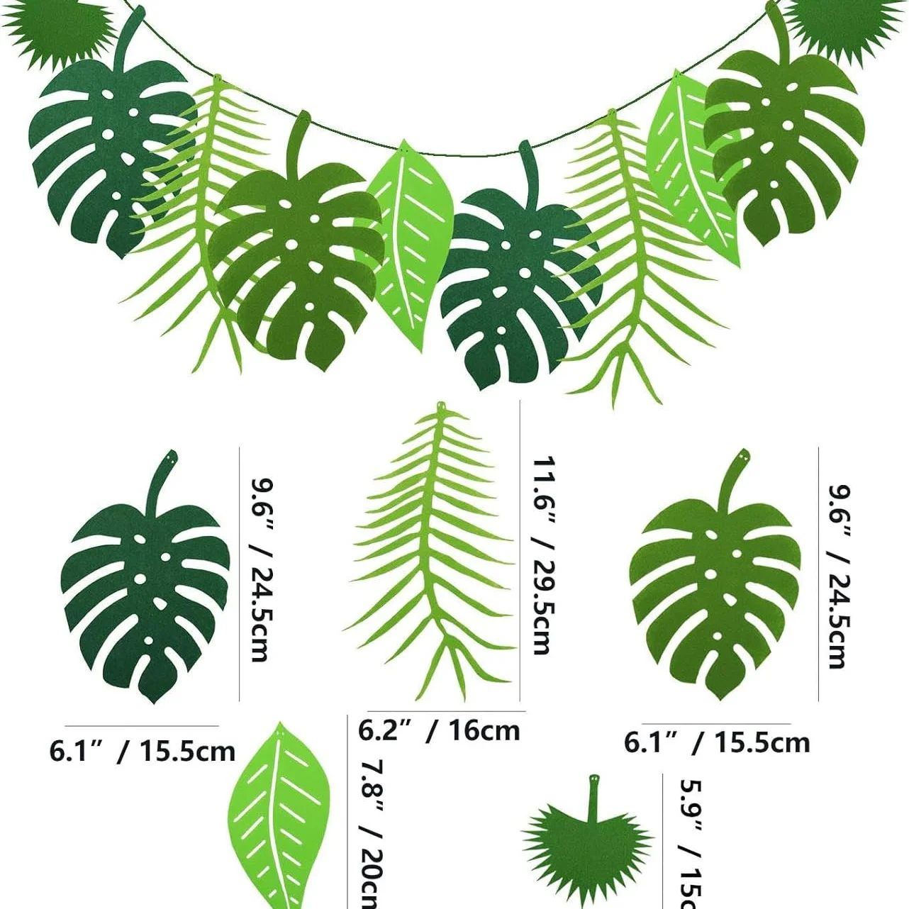 2 stücke tropische Blatt Banner Hawaii Luau Party Blätter Girlande Sommer Strand Thema Hochzeit Geburtstags feier Dekor – Detail 1