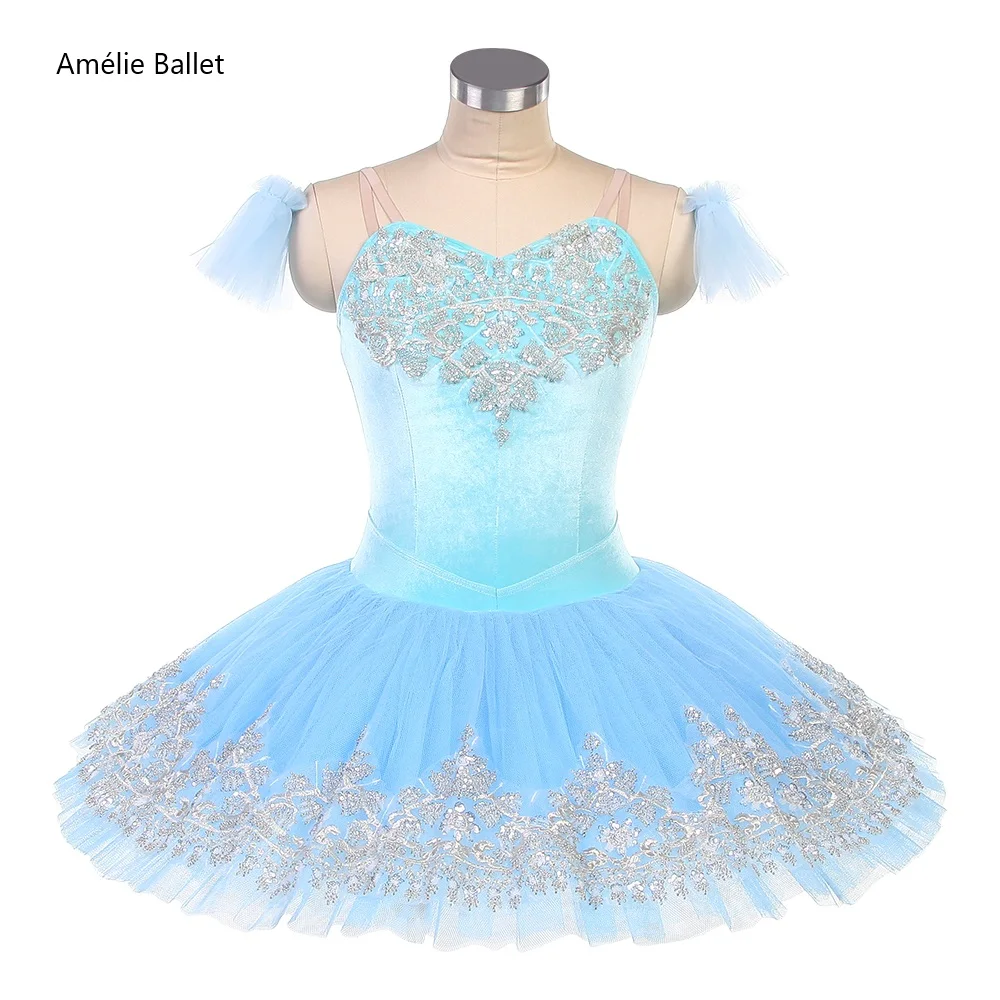 

BLL435 Bell-shape Sky Blue Pre-Professional Ballet Tutu for Girls & Women Ballerina Stage Performance Dance Dress