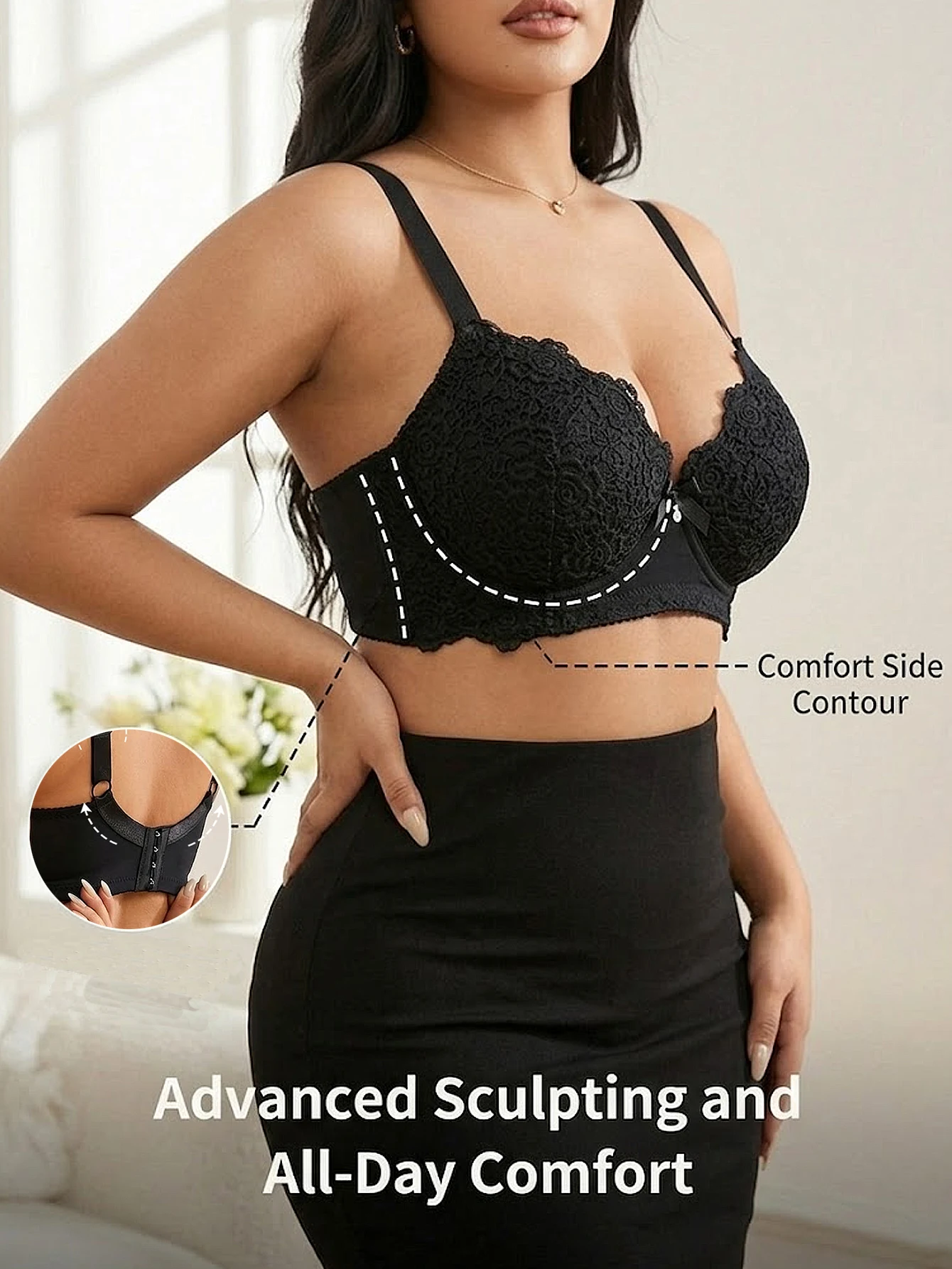 Women Plus Size Floral Push Up Bra Underwire Side Support Anti-Sagging with Wide Adjustable Straps Full Cup Brassiere view 2