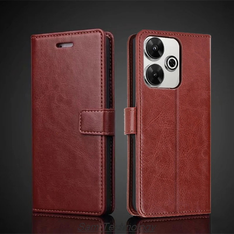 

Card Holder Cover Case for Xiaomi POCOPHONE POCO M6 4G Pu Leather Flip Cover Retro Wallet Phone Case Business Fundas Coque