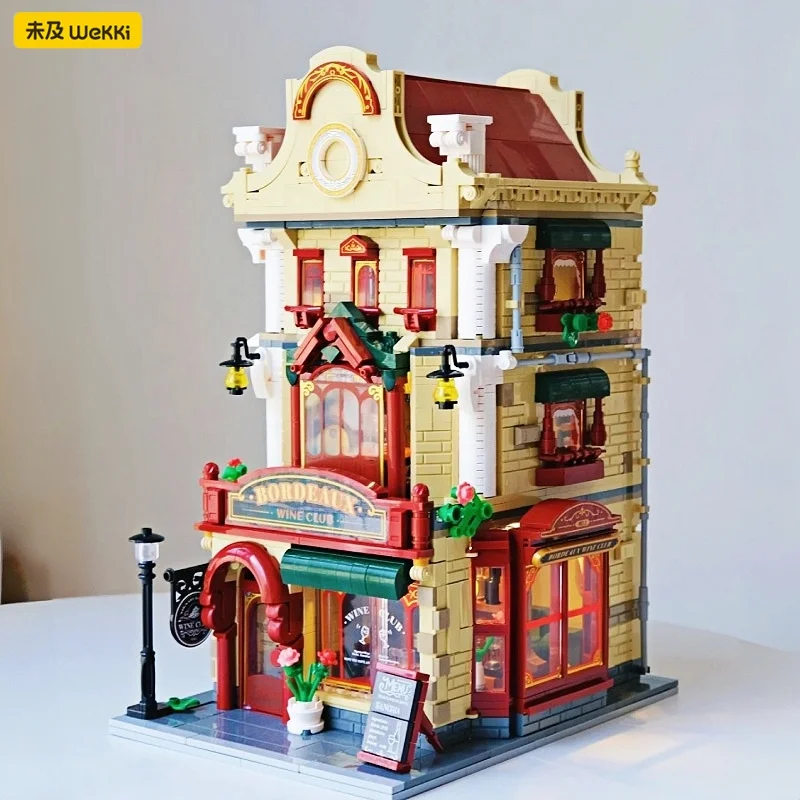 Wekki Baustein Bordeaux Wine Club Puzzle Miniatur Montage Bau Modell 3D Desktop Dekoration Kreative Geschenke Set