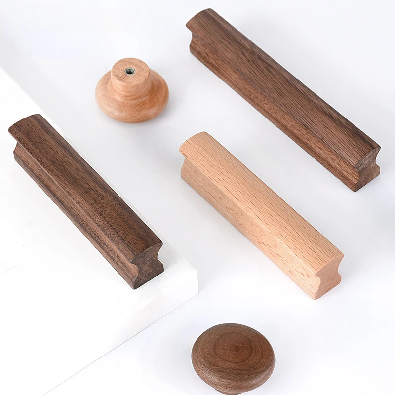 Wooden Furniture Handles Rural Invisible Kitchen Cabinet Handle Rural Wardrobes Door Pulls Walnut 128mm Door Knob Drawer Handles