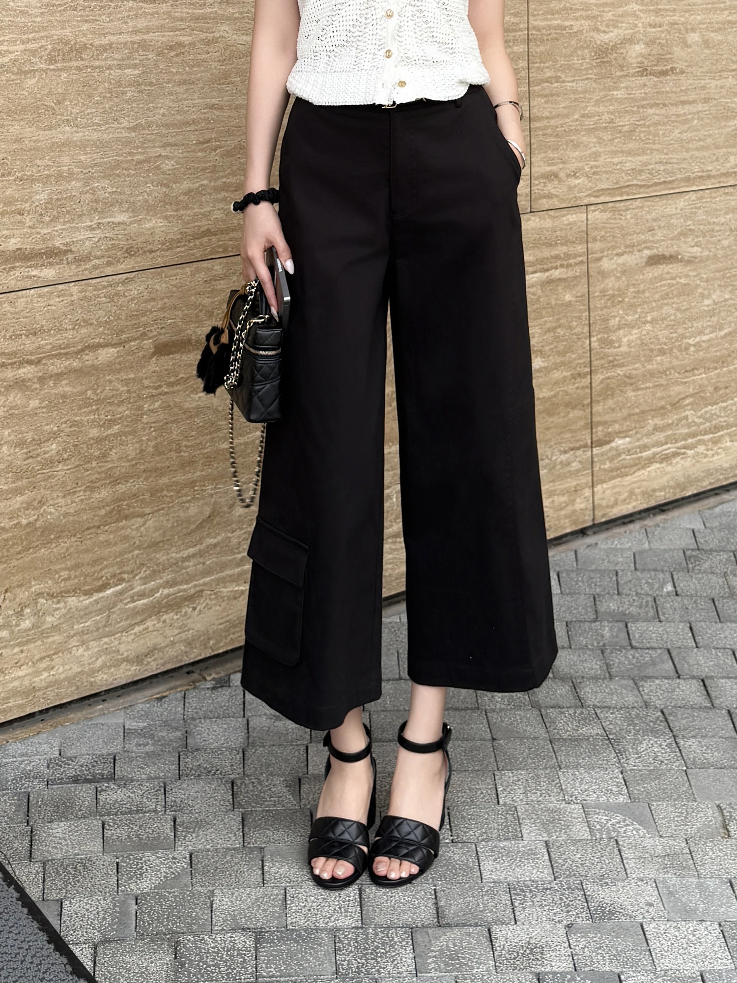 

Новые летние женские свободные брюки-карго с высокой талией, прямые, повседневные, укороченные, для работы, немнущиеся, с широкими штанинами