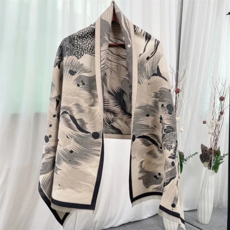 

Luxury Brand Double-sided Scarf Women Winter Warm Cashmere Shawl Letter Printing Soft Thin Blanket Holiday Gift