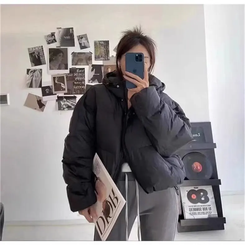 

Модная короткая женская пуховая куртка с капюшоном, теплая верхняя одежда для города, с пуховым наполнителем, на молнии