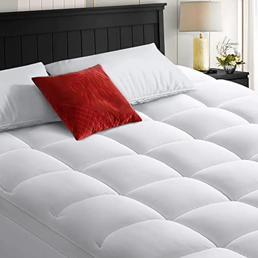Size Mattress Topper Extra Thick Cooling Mattress Pad 400TC Cotton Top Plush Down Alternative Fill Pillow Top Mattress Cover wi