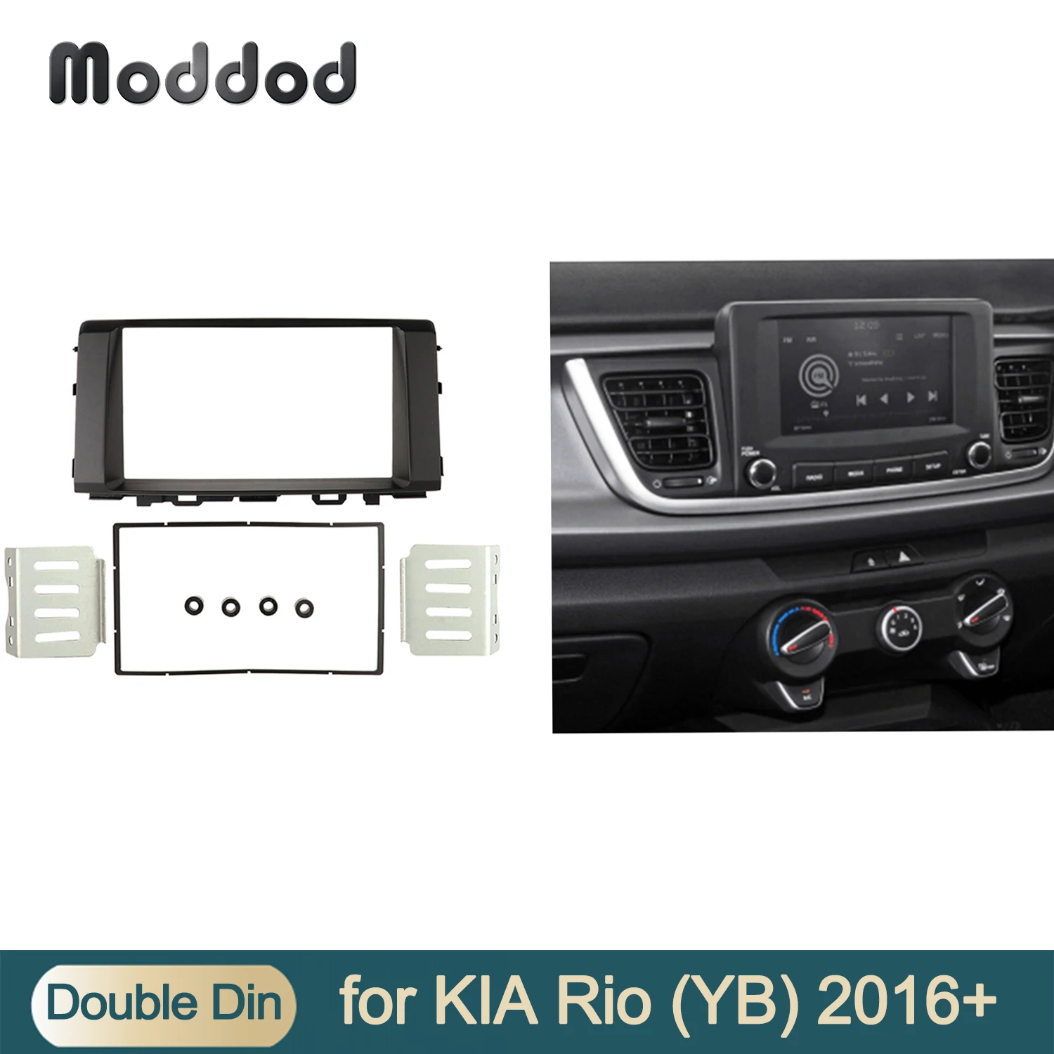 Double 2 Din Car Radio Fascia for Kia Rio 2016+ CD DVD Dashboard Refitting Installation Trim Kit Frame Stereo Panel Bezel Facia